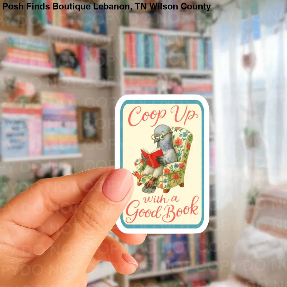 Coop Up with a Good Book Pigeon Sticker