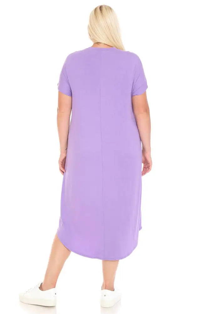 Coral Plus Size A-Line Drop Shoulder Midi Dress - Women > Dresses