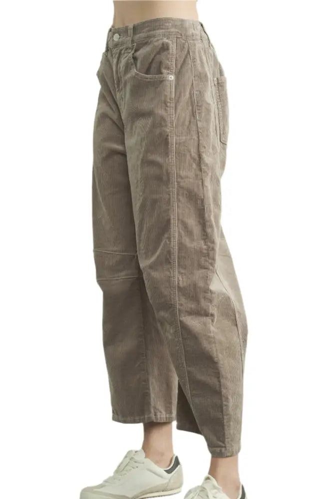 CORDUROY SLOUCHY RELAX FIT PANTS IN MOSS - Posh Finds