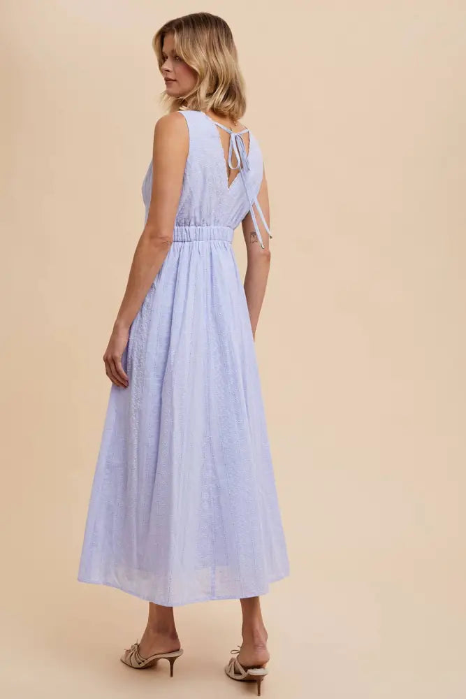 COTTON EYELET SLEEVELESS DRESS: LILAC - Posh Finds
