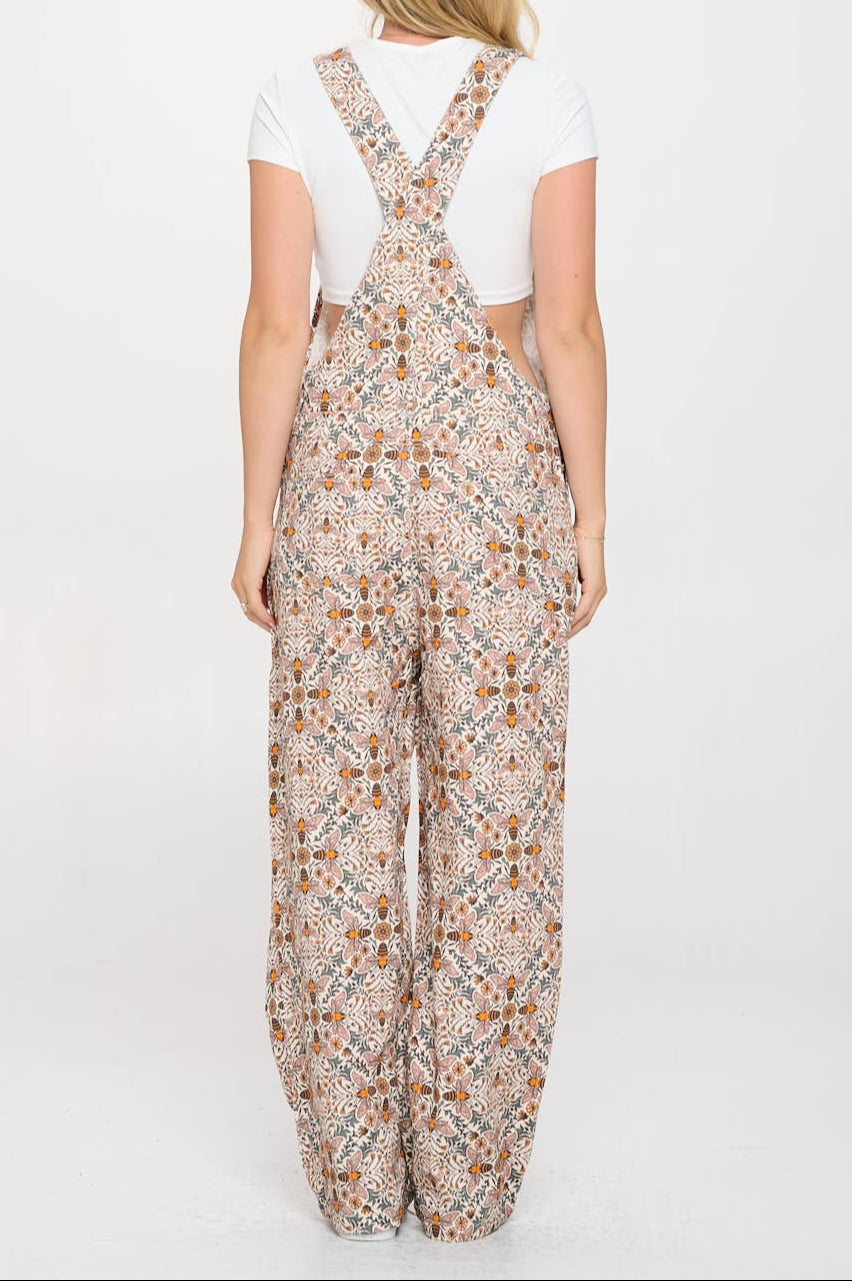 BEE FLORAL PRINT OVERALL