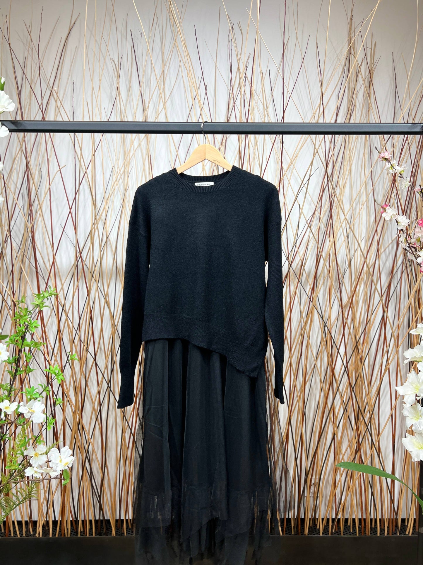 Asymmetric Fit Sweater & Dress Set: Taupe