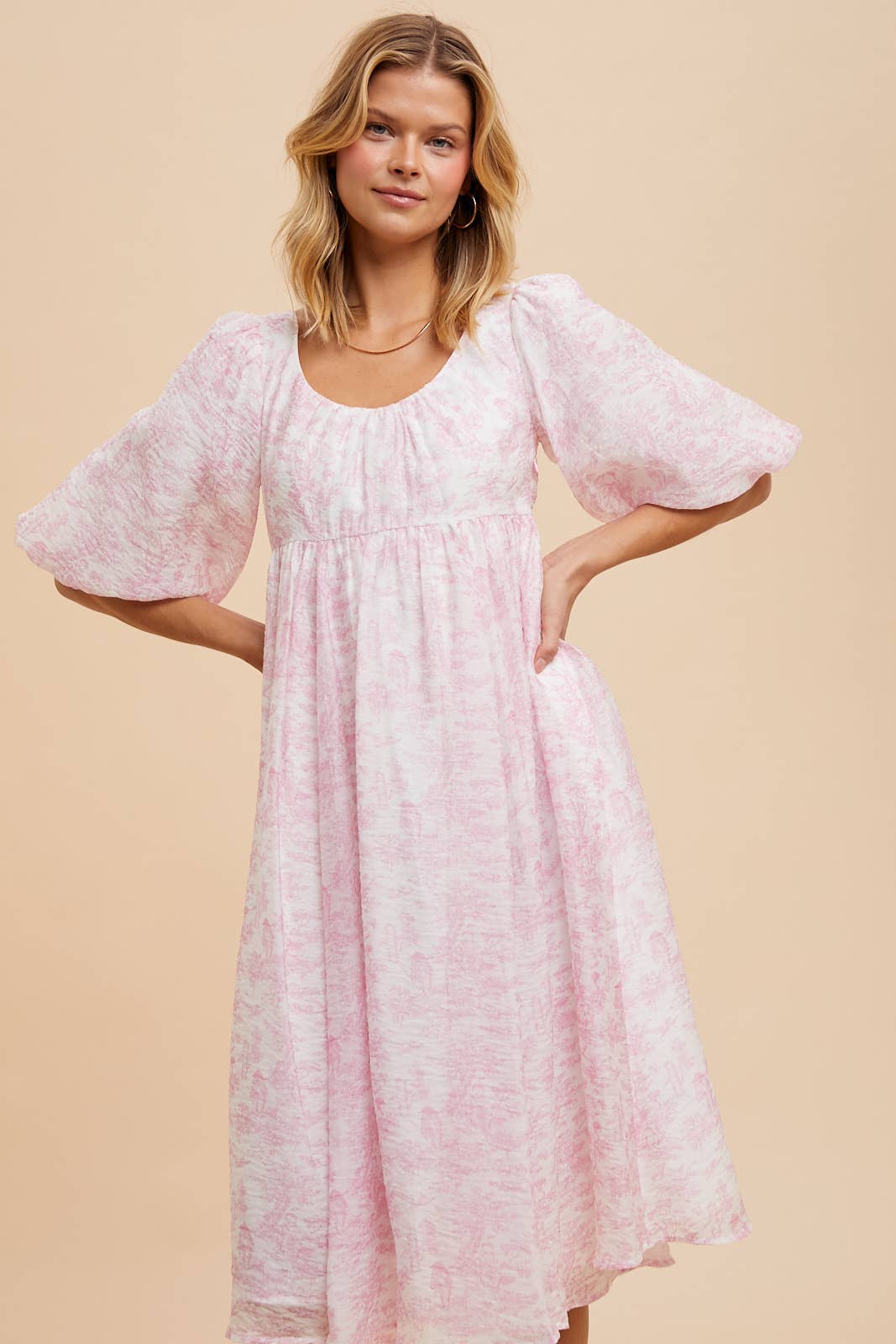 SCOOP NECK TOILE MIDI DRESS: MIDNIGHT NAVY / S