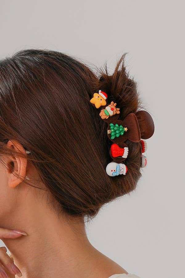 JUMBO CHRISTMAS HOLIDAY HAIR CLAW CLIPS | 40H802: Brown - Posh Finds
