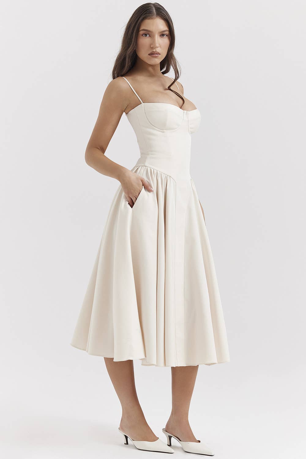 French retro long skirt suspender dress for women: Green / M