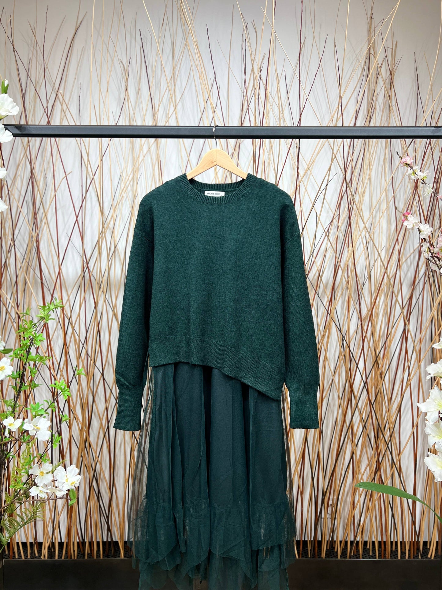 Asymmetric Fit Sweater & Dress Set: Taupe