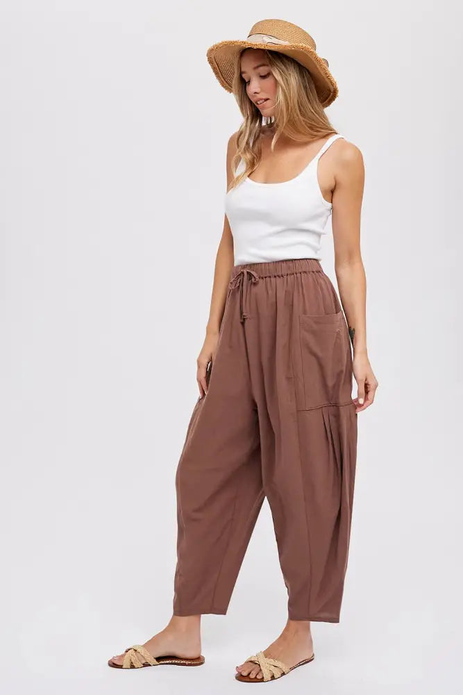 EFFORTLESS HAREM PANTS: OLIVE / L