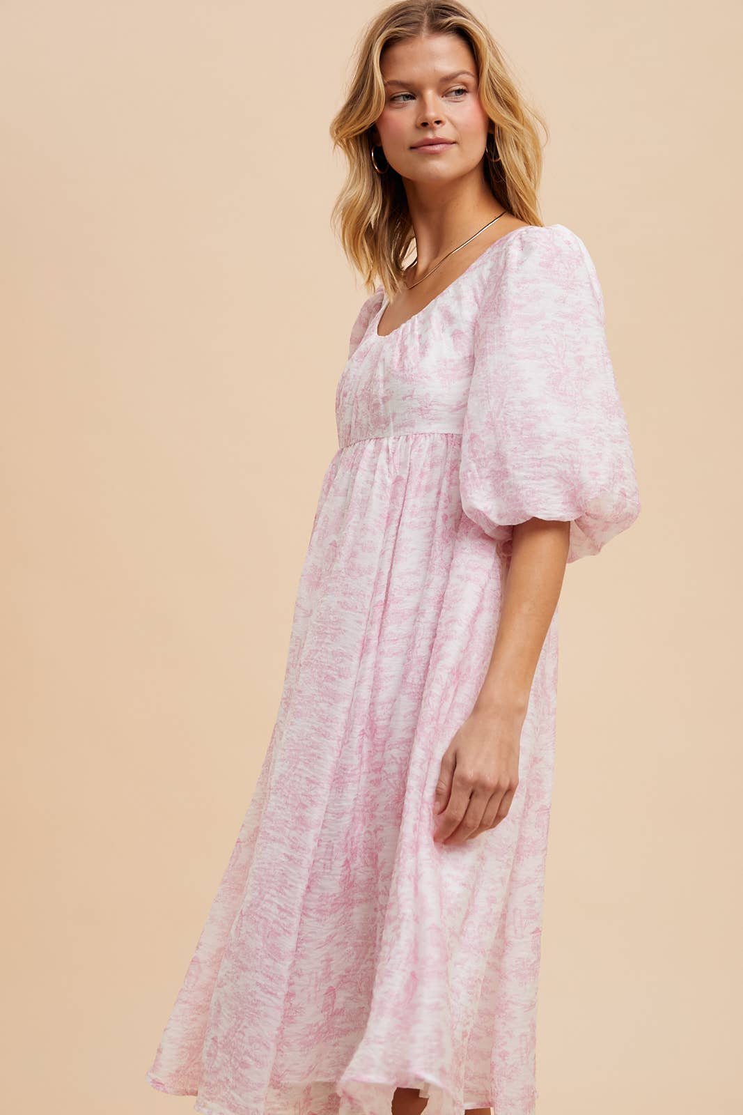 SCOOP NECK TOILE MIDI DRESS: MIDNIGHT NAVY / S
