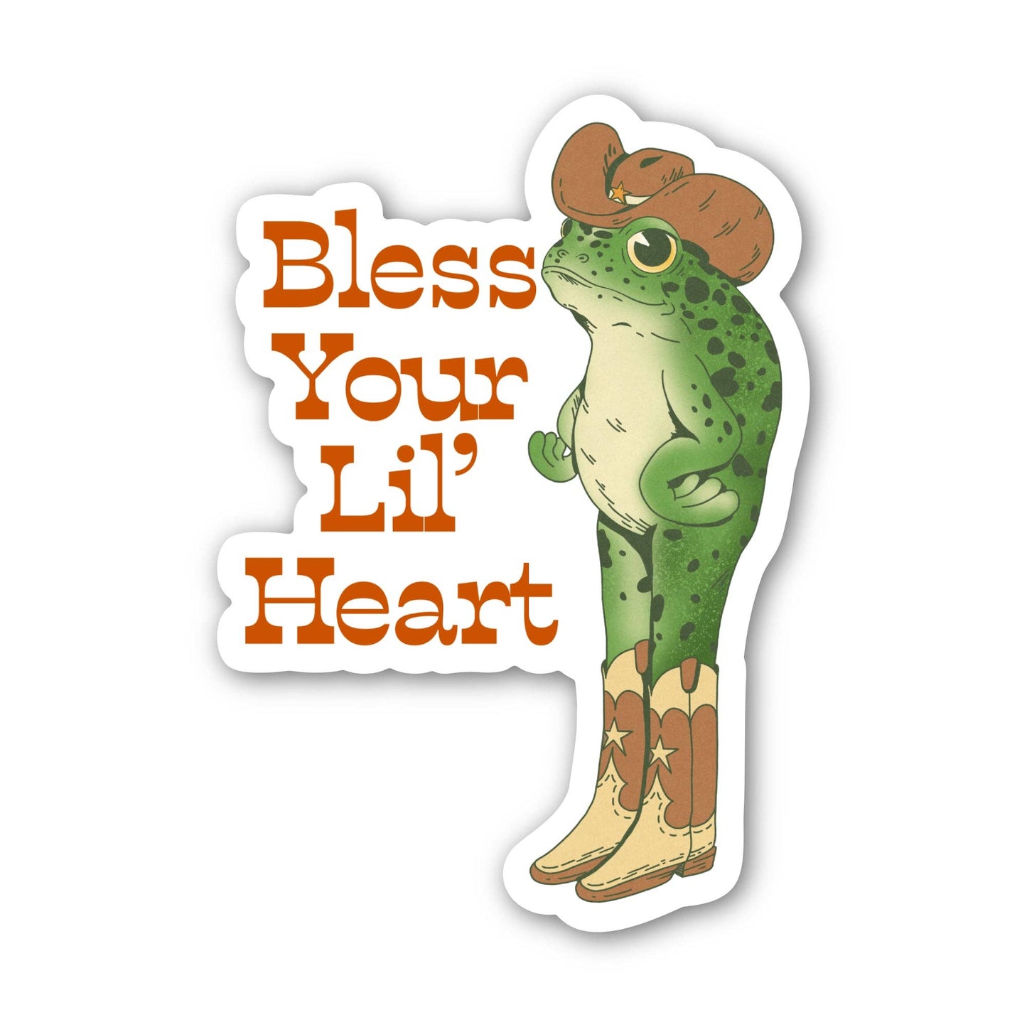 Bless Your Lil' Heart Southern Cowboy Frog Sticker