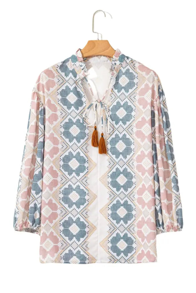 Floral Geometric Blouse January - Posh Finds
