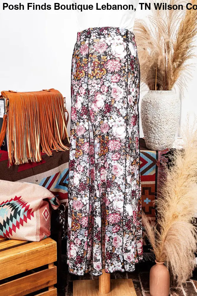 Floral Print High Waist Maxi Skirt - Posh Finds