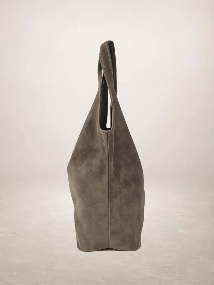GIANNINA - Suede leather bag: Taupe oscuro