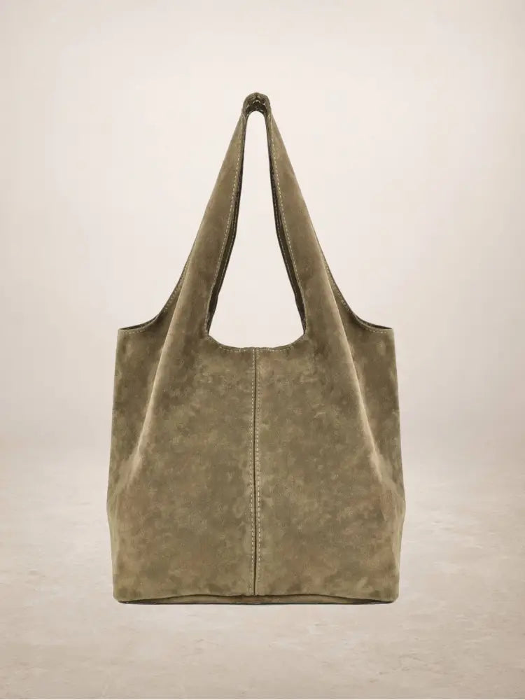 GIANNINA - Suede leather bag: Taupe oscuro