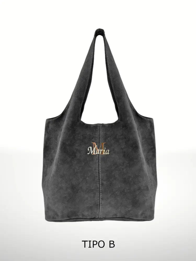 GIANNINA - Suede leather bag: Taupe oscuro