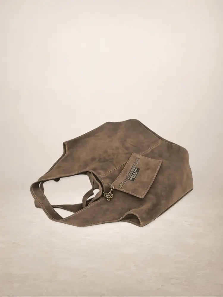 GIANNINA - Suede leather bag: Taupe oscuro