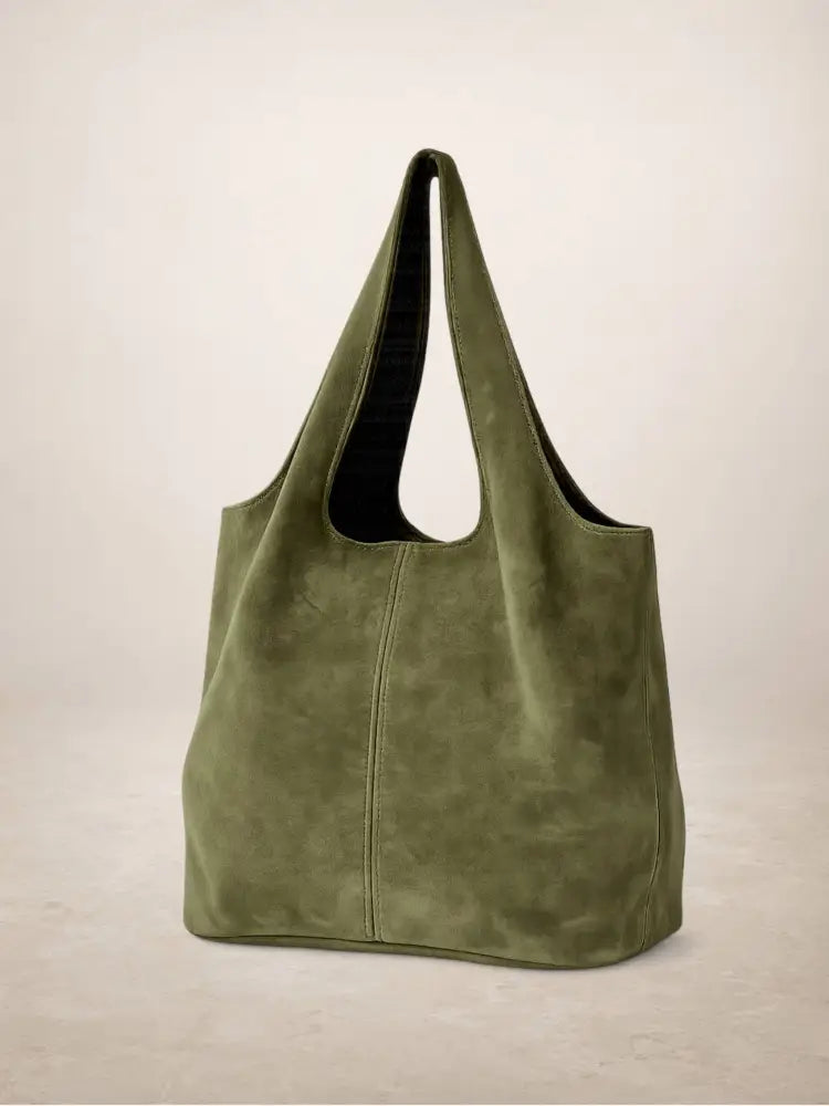 GIANNINA - Suede leather bag: Taupe oscuro