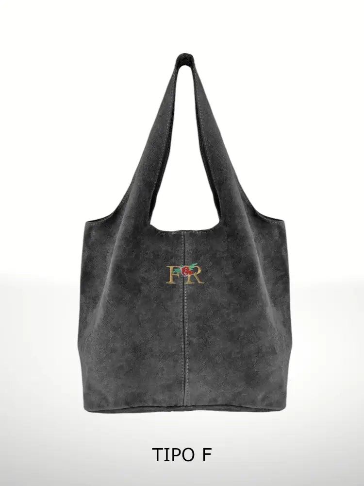 GIANNINA - Suede leather bag: Taupe oscuro