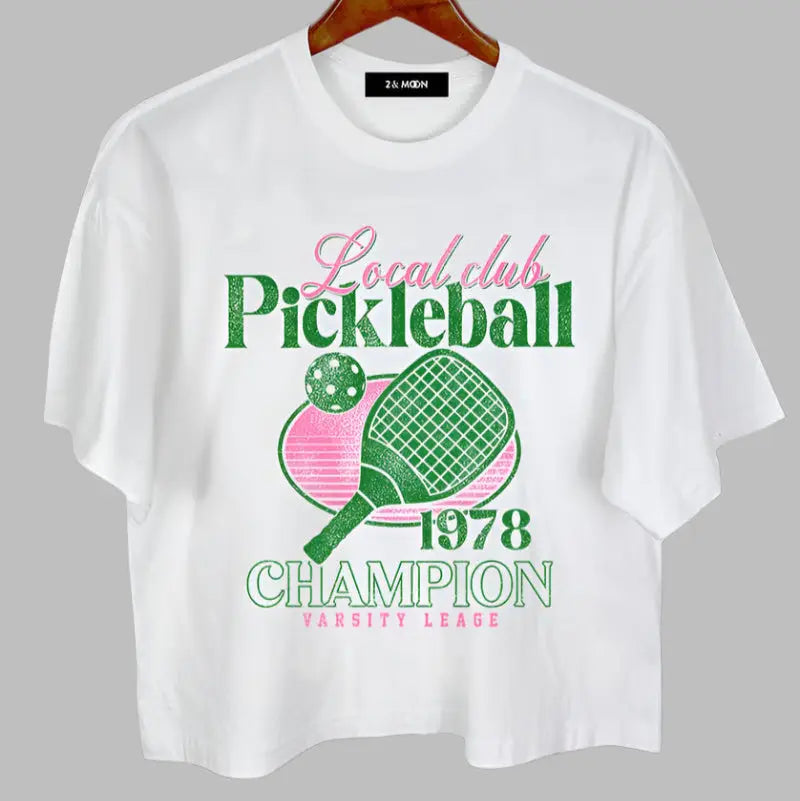 Giving Local Club Pickleball League Graphic Crop Tee: WHITE - Posh Finds