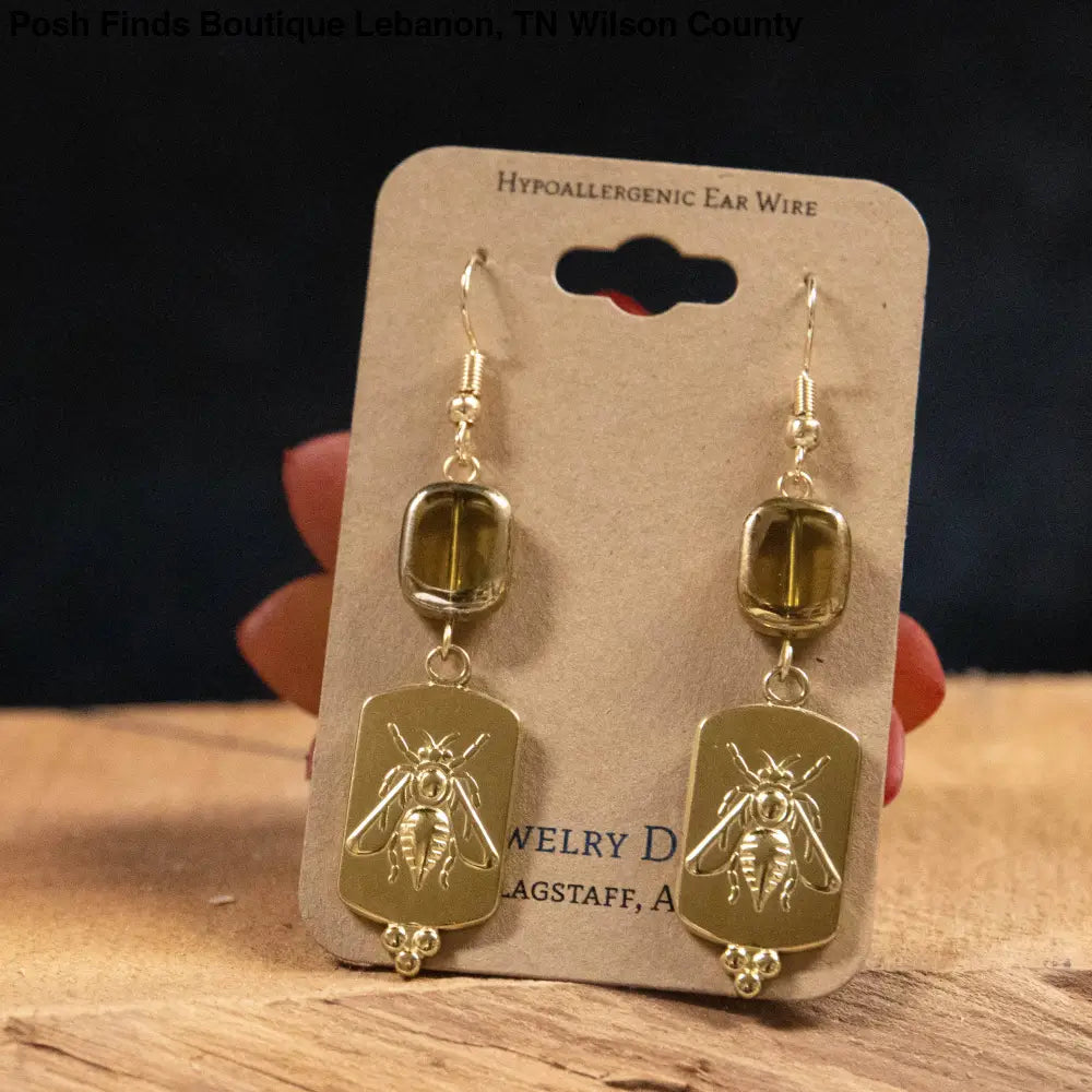 Golden Bee Relief Earrings - Posh Finds