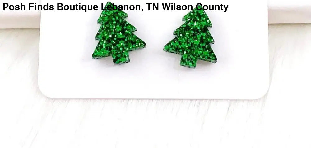 Green Sparkle Christmas Tree Stud Earrings - Posh Finds