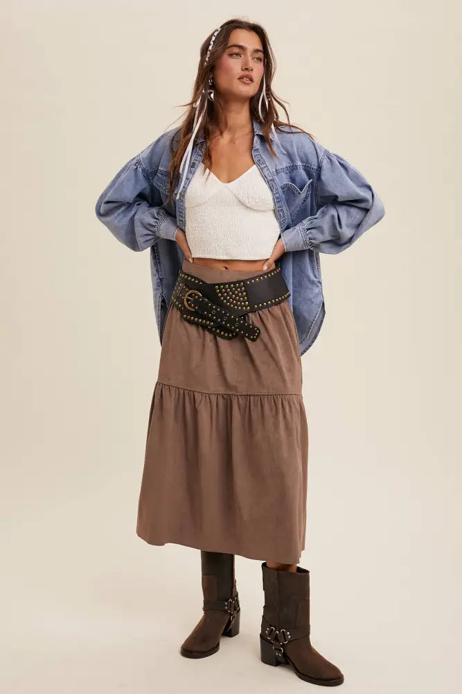 Heart Detail Oversized Denim Shirt LJ0248: Light Denim / L