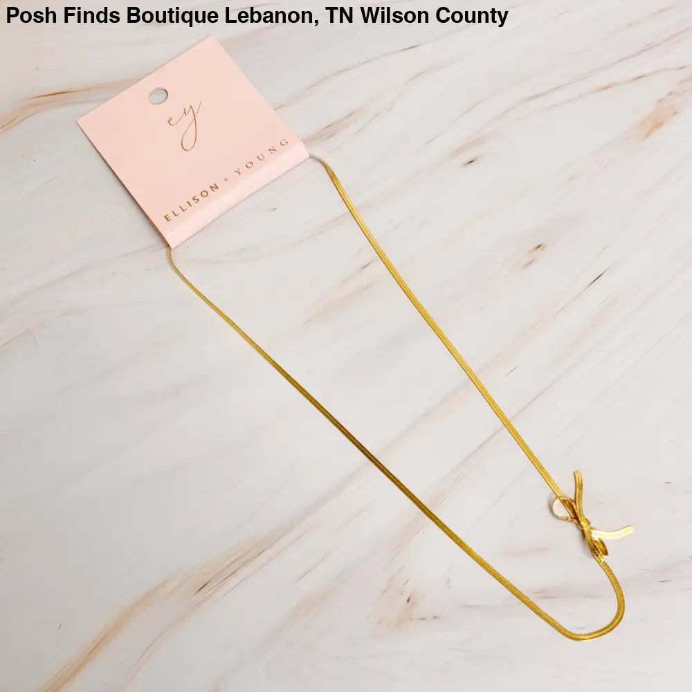 Herringbone Chain Bow Necklace - Posh Finds