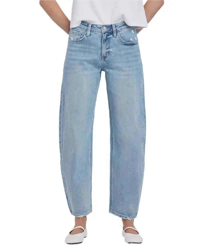 HIGH RISE BARREL LEG JEANS - Posh Finds