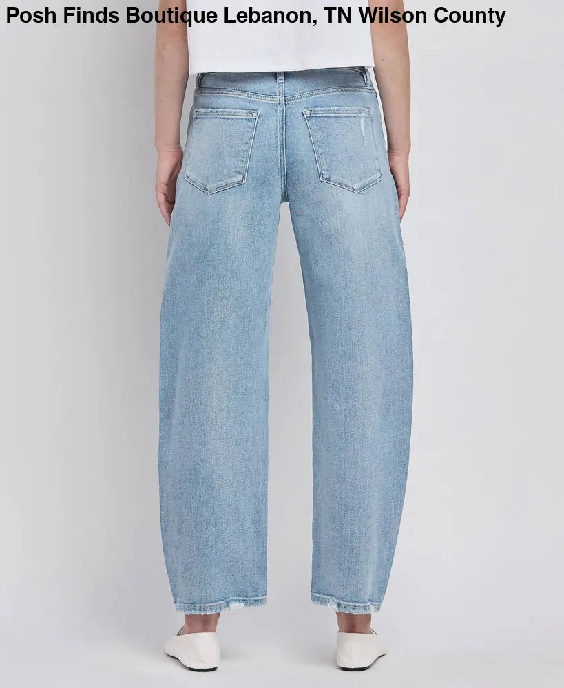 HIGH RISE BARREL LEG JEANS - Posh Finds