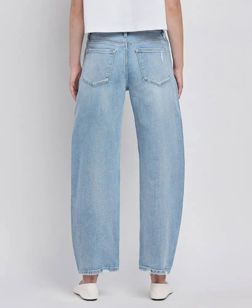 HIGH RISE BARREL LEG JEANS - Posh Finds