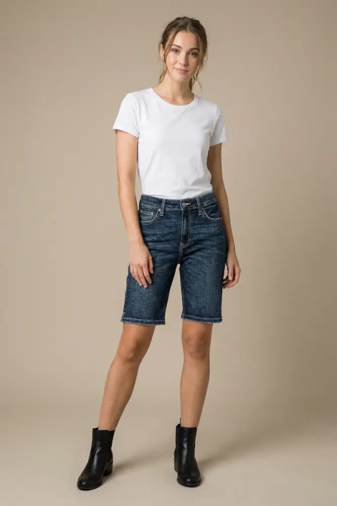HIGH RISE BERMUDA JEANS: S