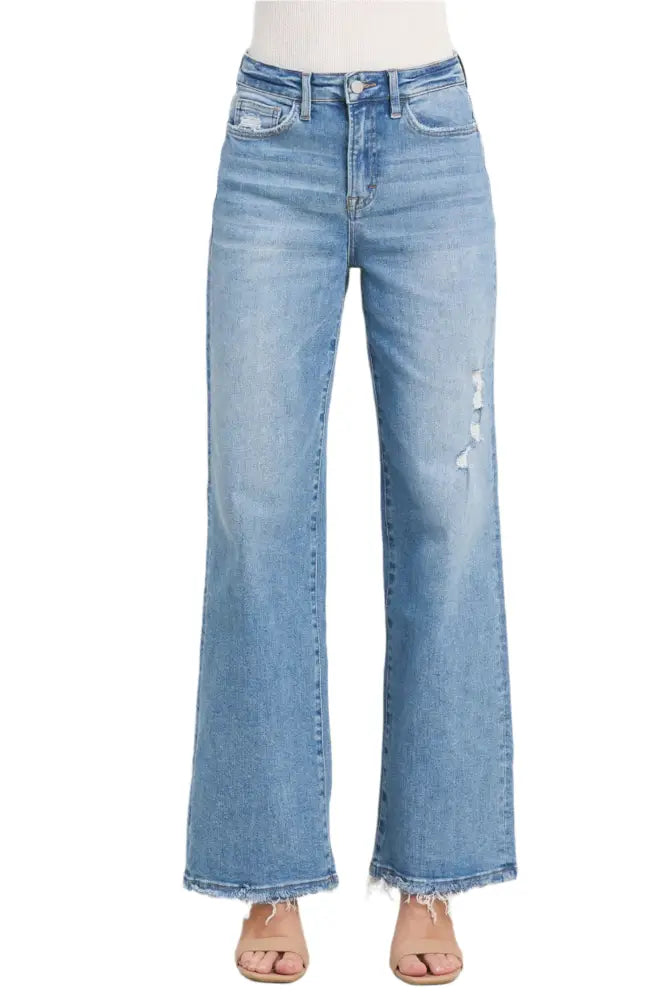 High Rise Wide Leg Jean in Medium Blue - Posh Finds