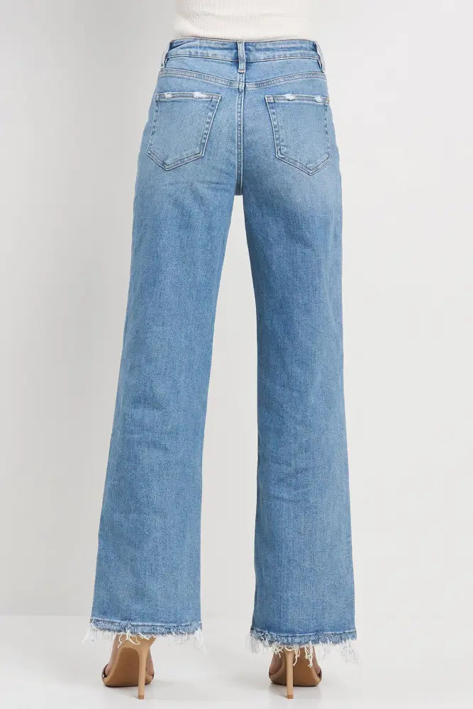 High Rise Wide Leg Jean in Medium Blue - Posh Finds