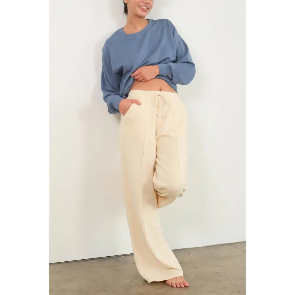 HIGH-WAIST DRAWSTRING PANTS: ALPACA - Posh Finds