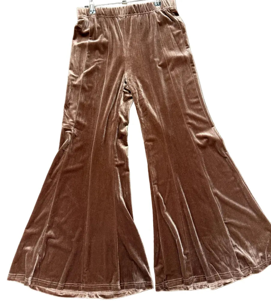 brown velvet flare pull on pants