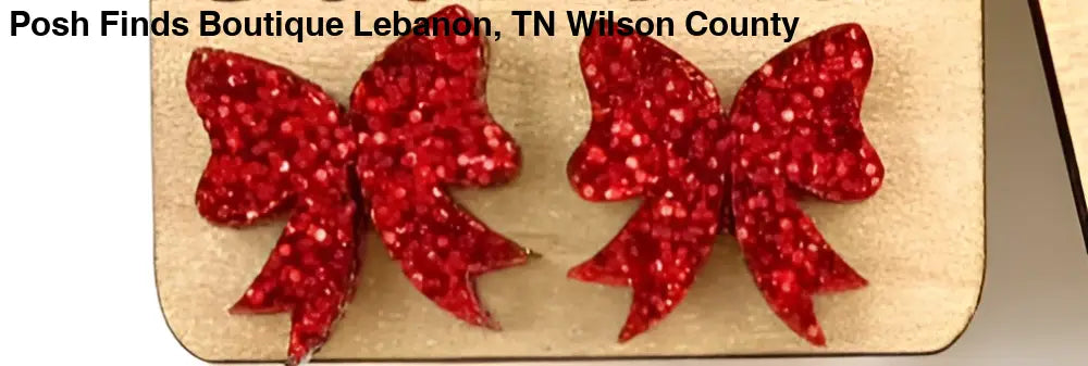 Holiday Red Sparkle Bow Studs - Posh Finds