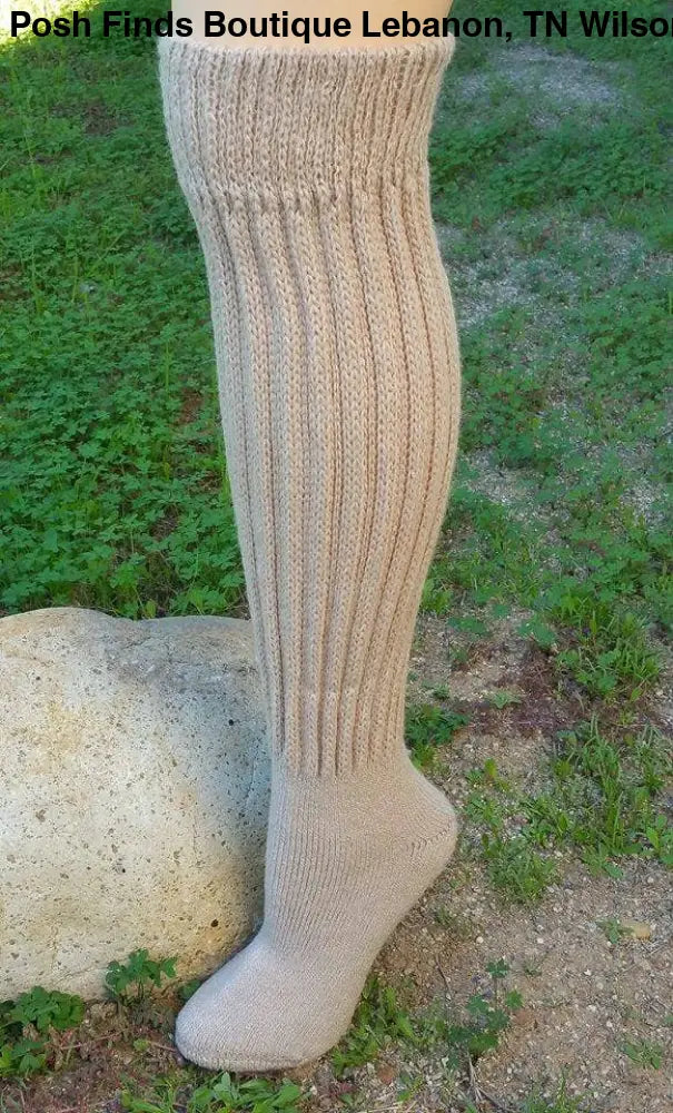 Knee-Hi Alpaca Socks: Beige / Medium - Posh Finds