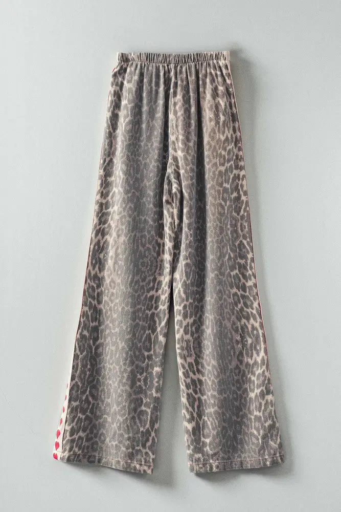 Leopard Print Heart Side Stripe Lounge Pants: LEOPARD - Posh Finds