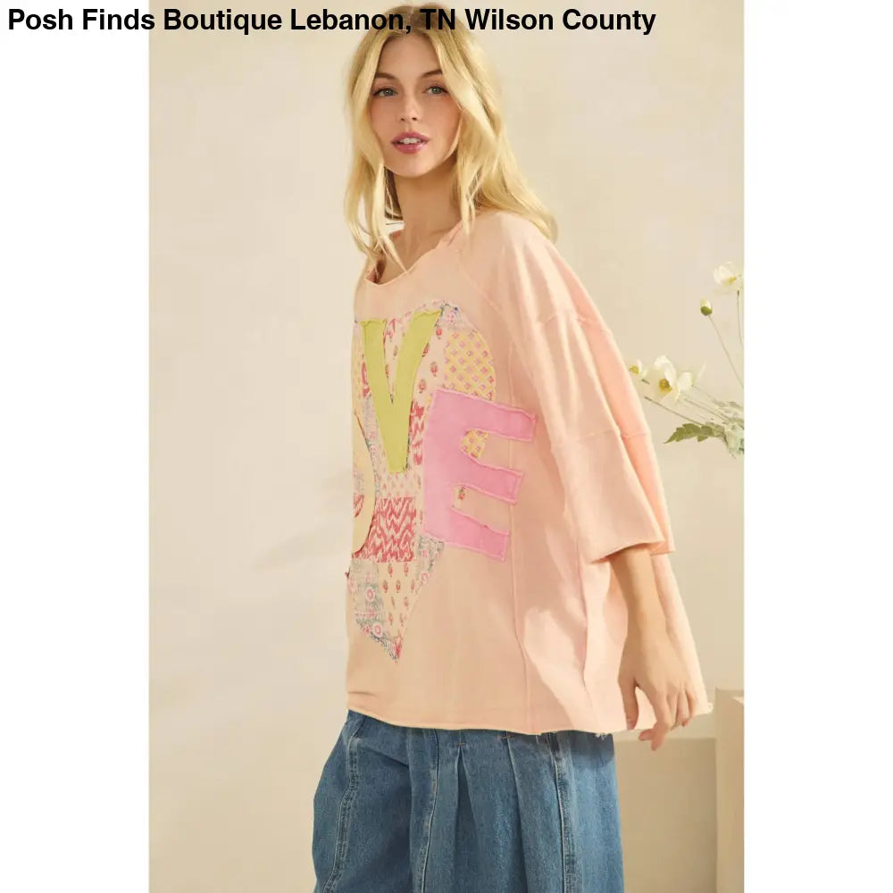 LOVE HEART PATCHWORK TEE Cream - Posh Finds