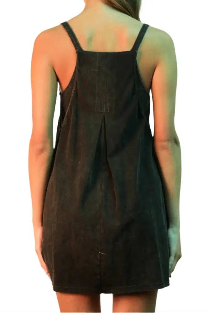 Mineral Washed Knit Mini Dress Skort: BLACK - Posh Finds