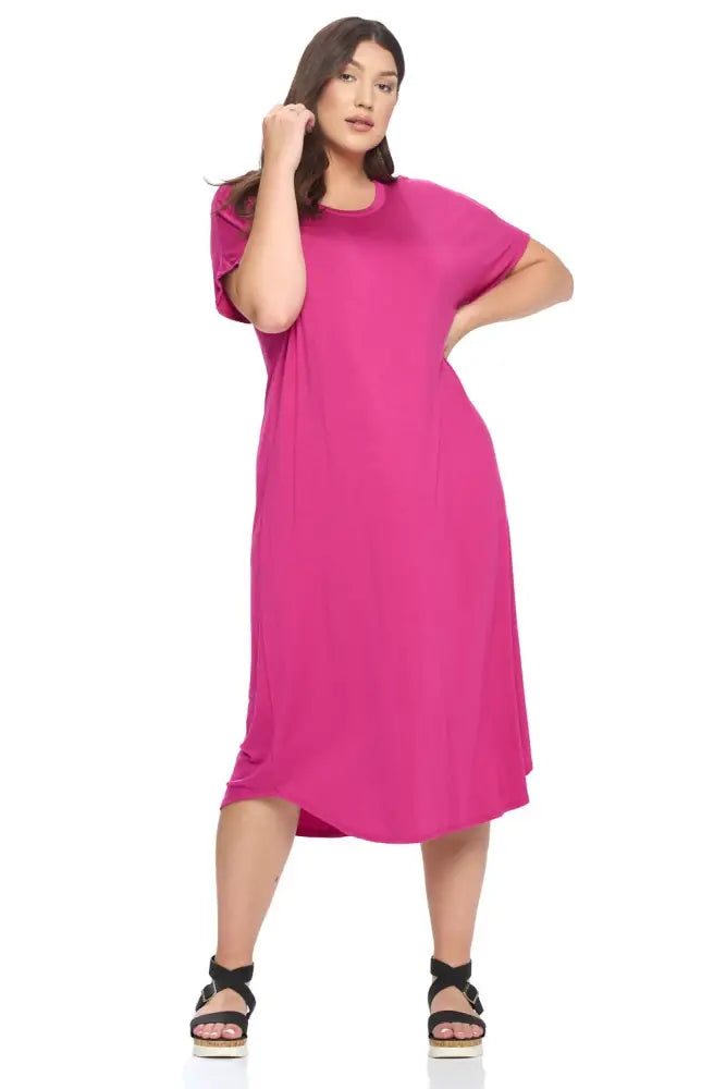Mint Plus Size A-Line Drop Shoulder Midi Dress - Women > Dresses