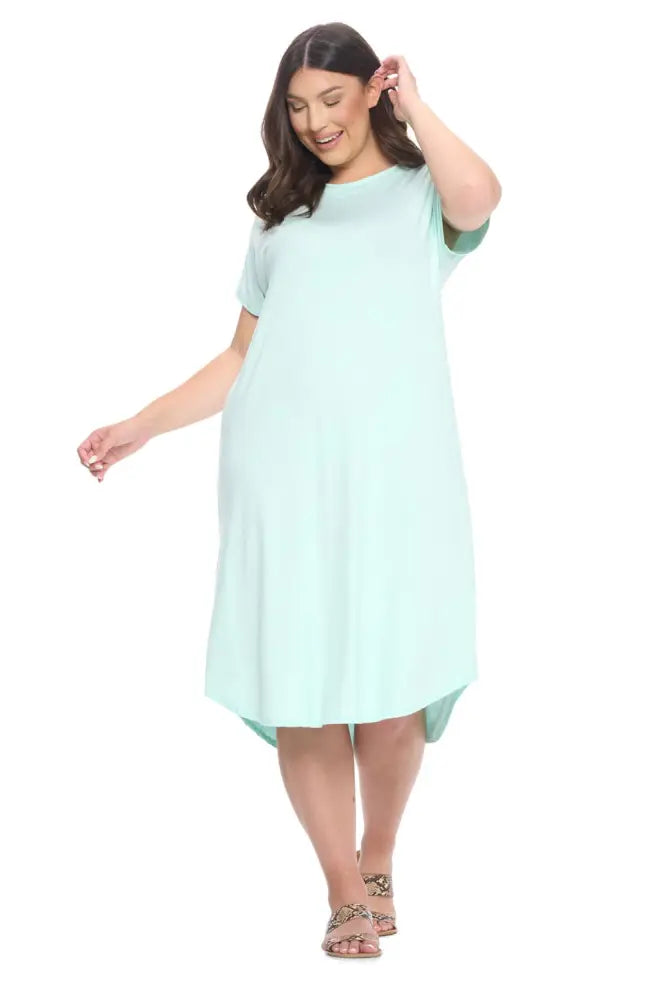 Mint Plus Size A-Line Drop Shoulder Midi Dress - Women > Dresses
