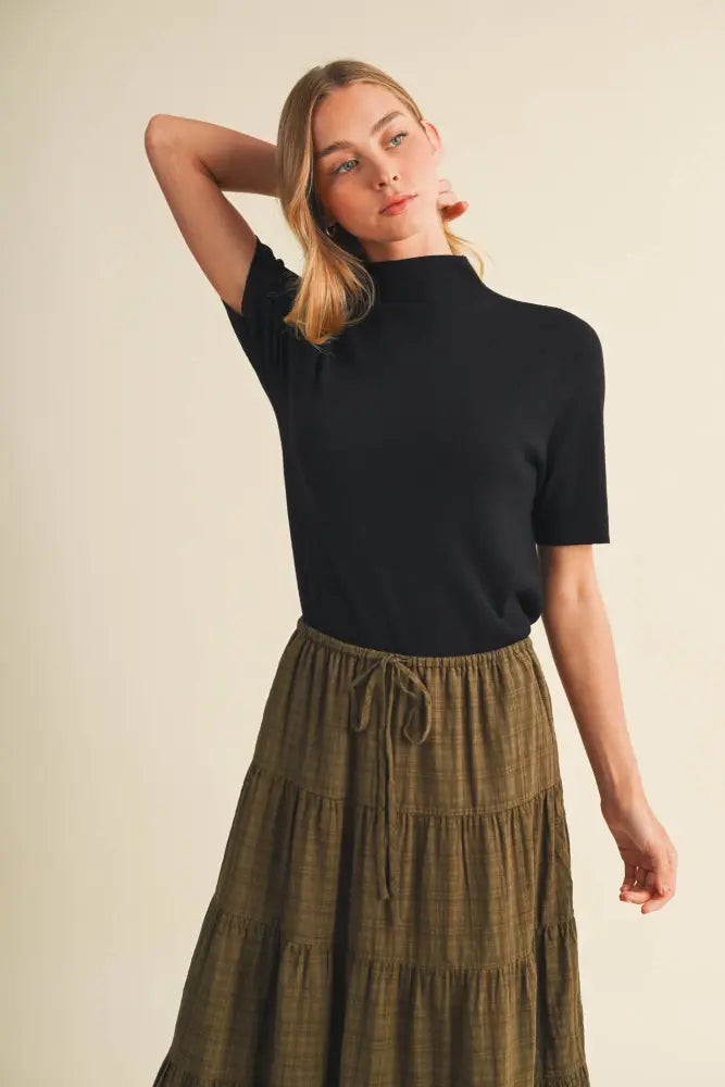 Mock-Neck Fine-Gauge Knit Pullover: CREAM / M