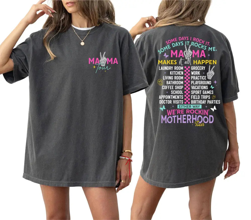 Motherhood Comfort Mama Tour Funny T-shirt Pepper - Women > Tops