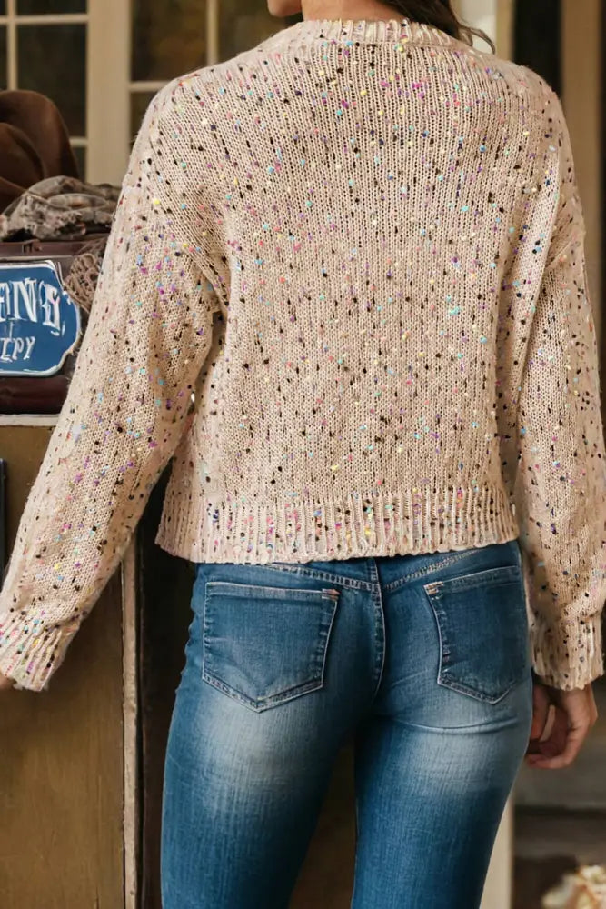Multicolor Confetti Sweater Cardigan: Apricot - Posh Finds
