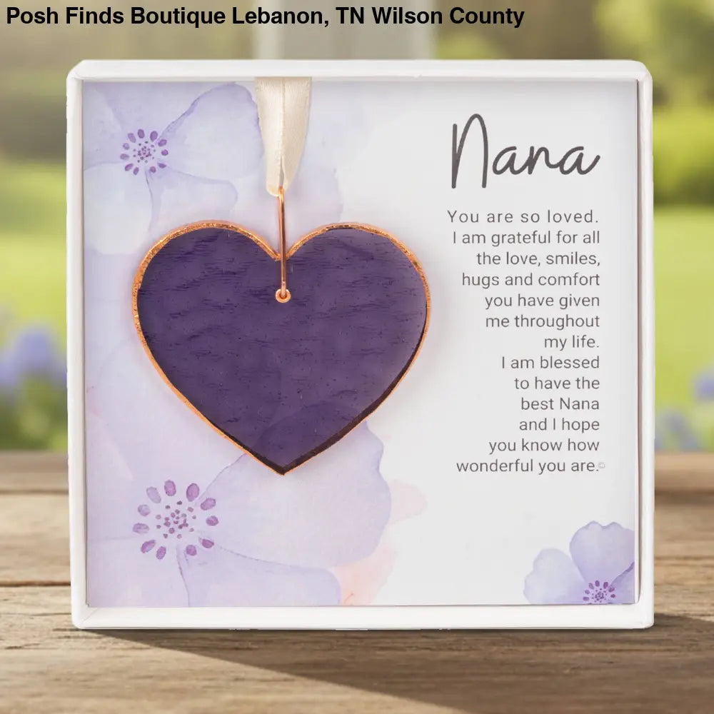 Nana Keepsake Gift – Handmade Stained Glass Heart - Gifts