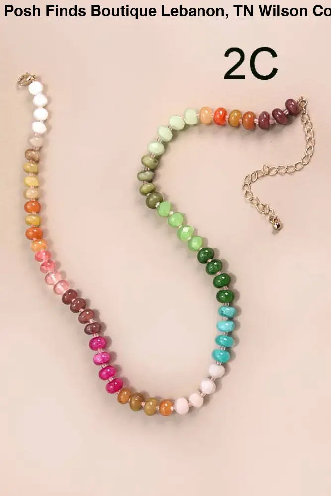 NATURAL AGATE GLASS SEMI PRECIOUS BEAD NECKLACE | 1A - Posh Finds