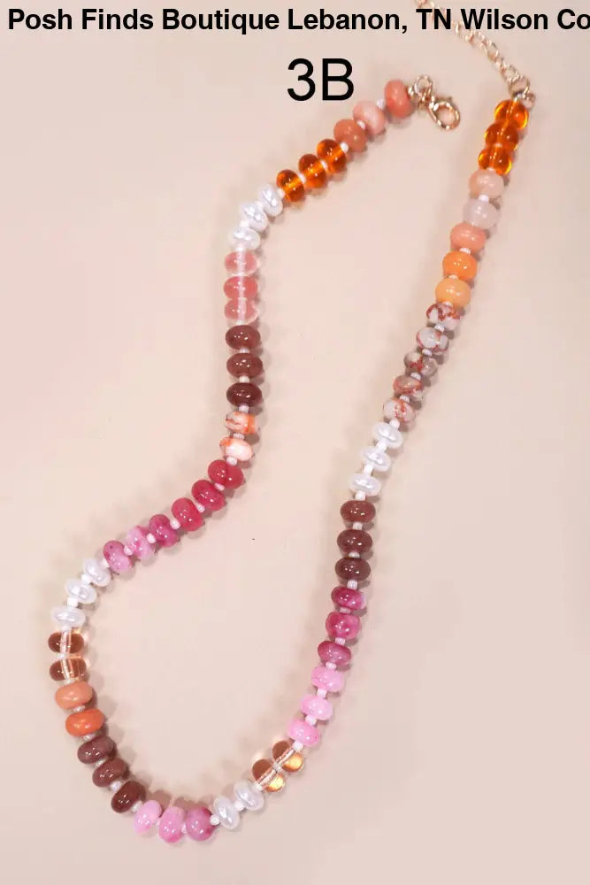 NATURAL AGATE GLASS SEMI PRECIOUS BEAD NECKLACE | 1A - Posh Finds