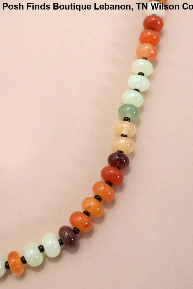 NATURAL AGATE GLASS SEMI PRECIOUS BEAD NECKLACE | 1A - Posh Finds