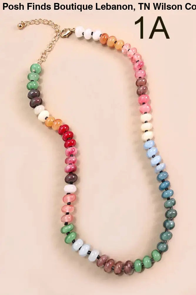 NATURAL AGATE GLASS SEMI PRECIOUS BEAD NECKLACE | 1A - Posh Finds