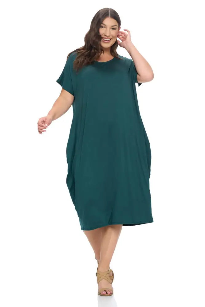 Navy Plus Size Cocoon Maxi Dress with Dolman Sleeves - Women > Dresses